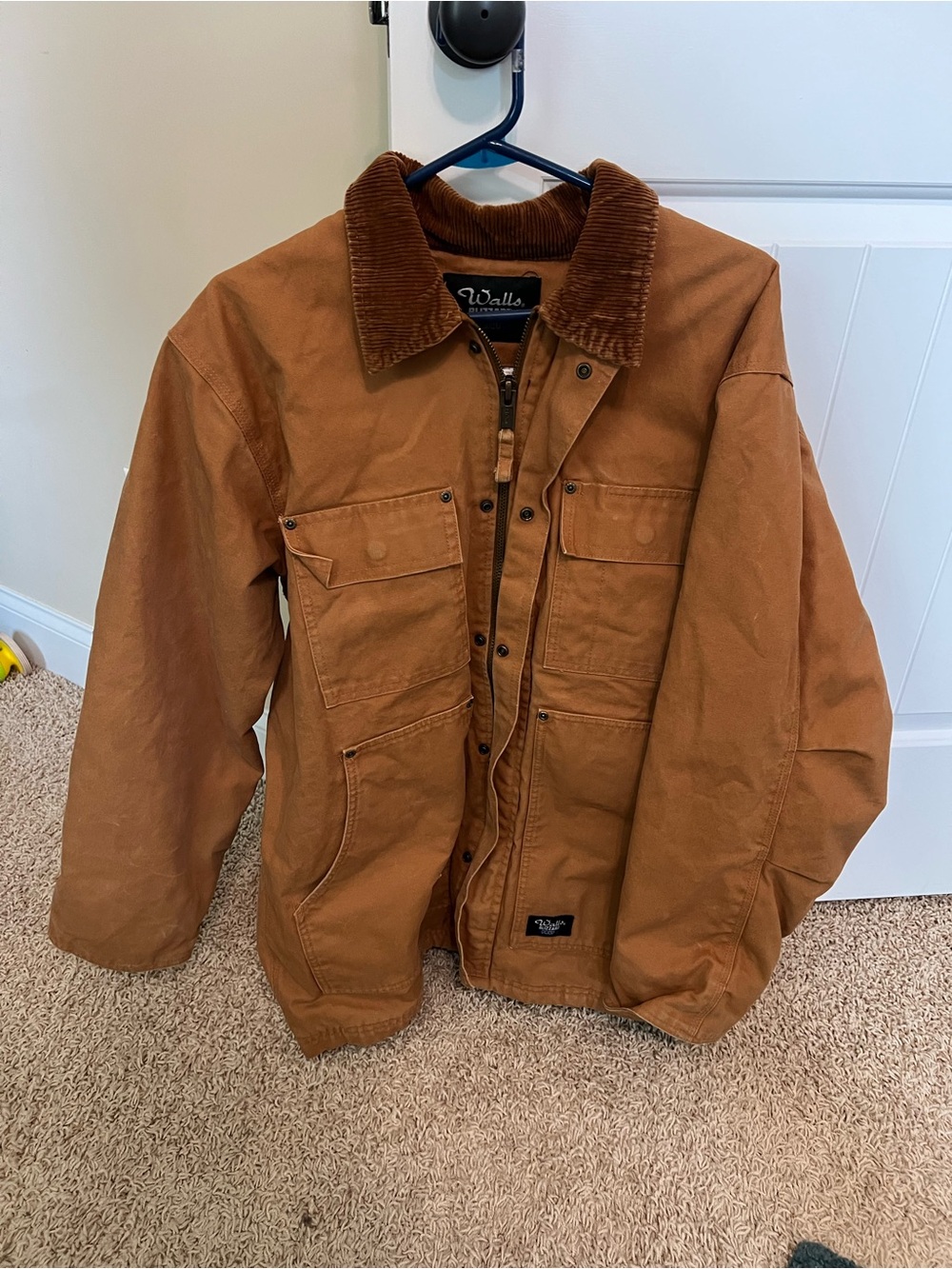Walls Brown Canvas Field Jacket with Corduroy Collar
